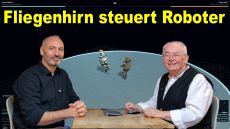 Michael Schwertel erklärt, wie in der Simulation mit Kampfrobotern, ein Fruchtfliegenhirn ein ebenbürtiger Gegner einer KI-Software ist. (Quelle: hiz)
